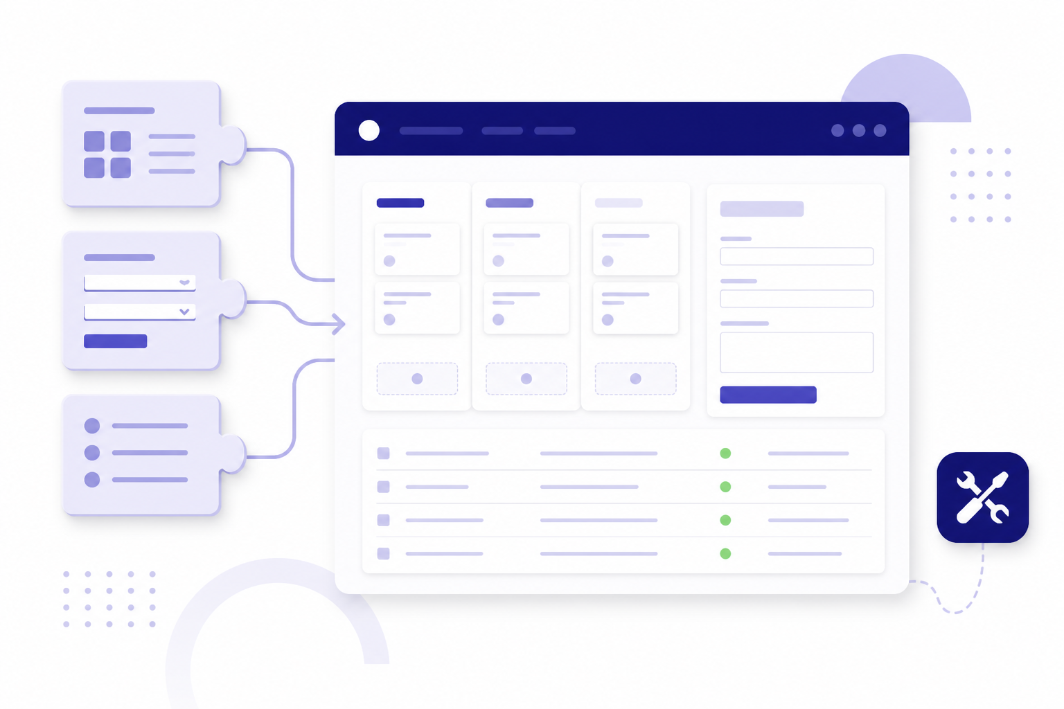 Illustration: Bausteine werden zu einer individuellen SharePoint-Anwendung